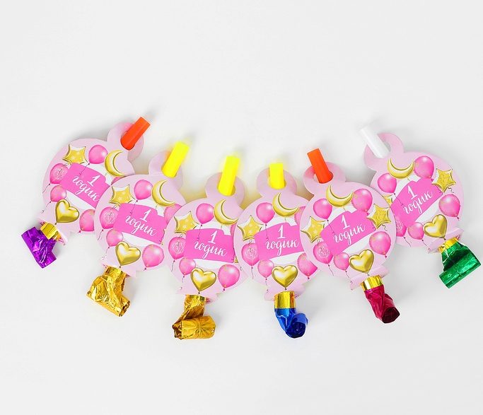 Язычок "1 годик", малышка, набор 6 шт., МИКС Язычок «1 годик», малышка, набор 6 шт., МИКС