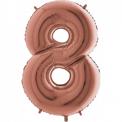 Шар (40''/102 см) Цифра, 8, Розовое Золото, 1 шт. Шар (40»/102 см) Цифра, 8, Розовое Золото, 1 шт.