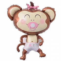 Шар (39''/99 см) Фигура, Обезьянка с соской (девочка), 1 шт. Шар (39»/99 см) Фигура, Обезьянка с соской (девочка), 1 шт.