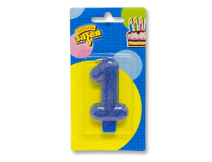 Свеча -цифра "1" Блестящая синяя 7,6см/V Свеча -цифра «1» Блестящая синяя 7,6см/V