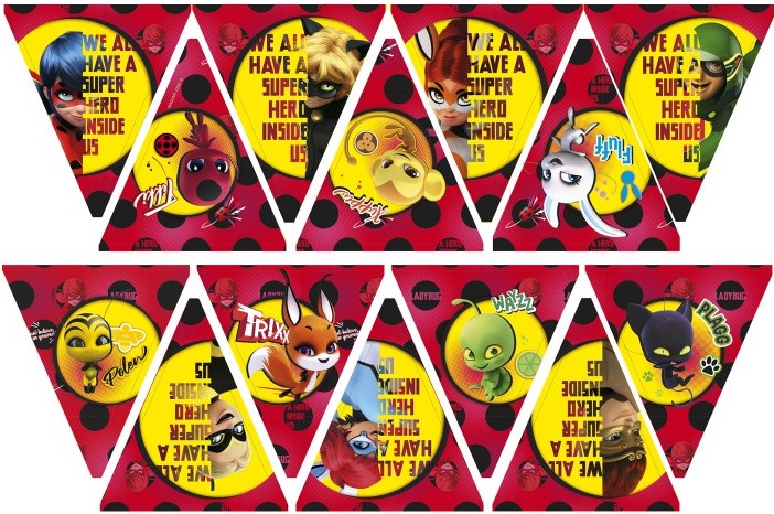 Гирлянда Флажки, Леди Баг и Супер-кот, Комиксы, 200 см, 1 шт. Гирлянда Флажки, Леди Баг и Супер-кот, Комиксы, 200 см, 1 шт.