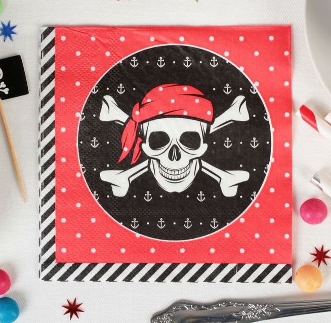Cалфетки "Пират" 25*25см (набор 20 шт) Cалфетки «Пират» 25*25см (набор 20 шт)