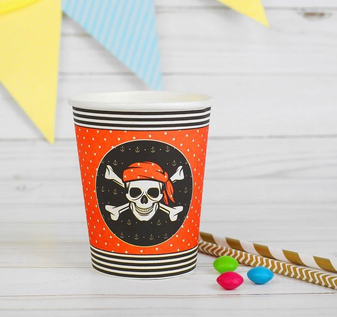 Бумажный стакан "Пиратский", 250 мл (в наборе 10 шт) Бумажный стакан «Пиратский», 250 мл (в наборе 10 шт)