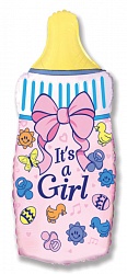 Шар (31''/79 см) Фигура, Бутылочка для девочки, Розовый, 1 шт. Шар (31»/79 см) Фигура, Бутылочка для девочки, Розовый, 1 шт.