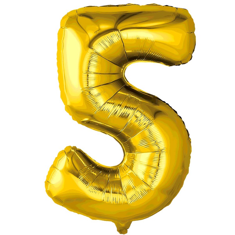 2434477ffe9cb76cf8f1ccd2651ff69b Шар (40»/102 см) Цифра, 5, Золото, в упаковке 1 шт.
