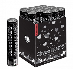 Пневмохлопушка (12''/30 см) Металлизированные сердца, Серебро Пневмохлопушка (12»/30 см) Металлизированные сердца, Серебро