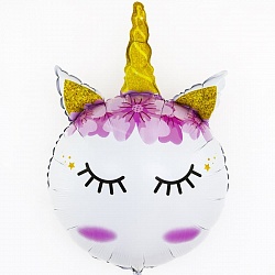 Шар (32''/81 см) Фигура, Голова сказочного единорога, Белый, 1 шт. Шар (32»/81 см) Фигура, Голова сказочного единорога, Белый, 1 шт.