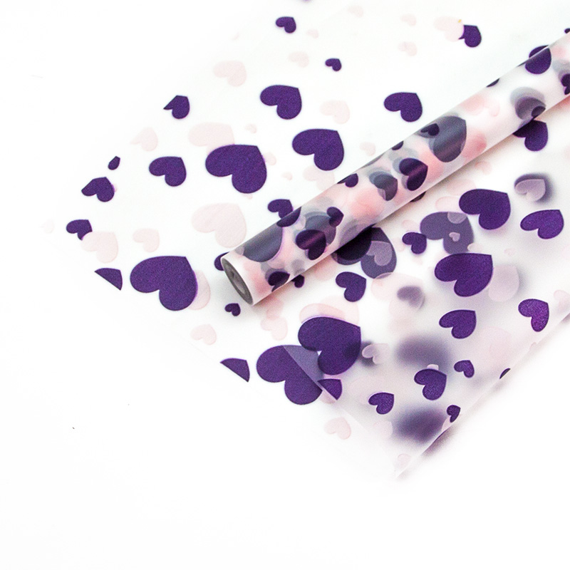 Упаковочная пленка матовая (0,6*10 м) Летящие сердечки, Фиалковый/Розовый, 1 шт. Упаковочная пленка матовая (0,6*10 м) Летящие сердечки, Фиалковый/Розовый, 1 шт.