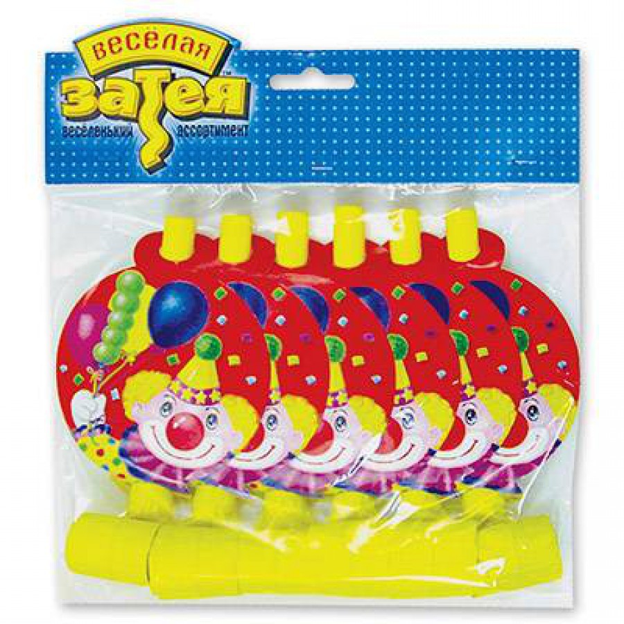 Язык-гудок с карт Клоун с шарами 6шт/G Язык-гудок с карт Клоун с шарами 6шт/G