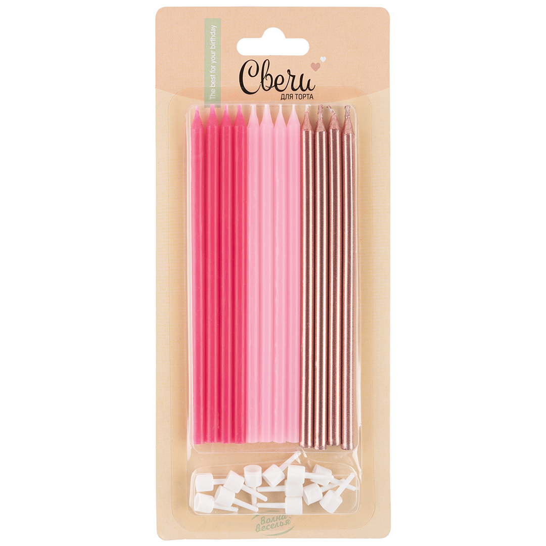 38731b66_24b8_11eb_a824_0cc47a2bb92d_6b4157dc_ea0f_11ef_b631_5c6f6916e93d (1) Свечи Розовый микс, Металлик, 14,5 см, 12 шт.