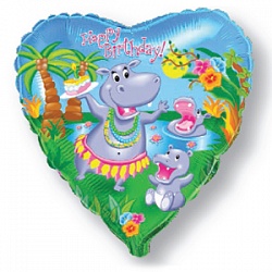 Шар (18''/46 см) Сердце, Танцующий бегемотик, 1 шт. Шар (18»/46 см) Сердце, Танцующий бегемотик, 1 шт.