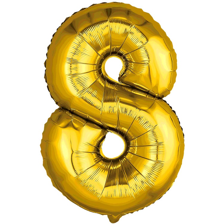 3b54f4d49c4d6121b2181160f37d6639 Шар (40»/102 см) Цифра, 8, Золото, в упаковке 1 шт.