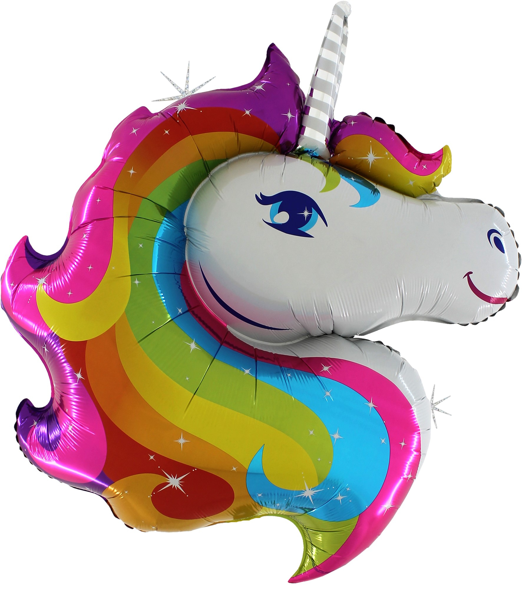 Шар (32''/81 см) Фигура, Голова, Радужный Единорог, Голография, 1 шт. Шар (32»/81 см) Фигура, Голова, Радужный Единорог, Голография, 1 шт.