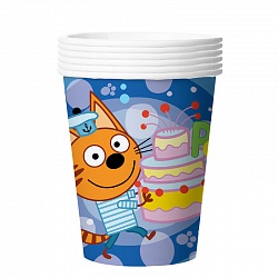 Стаканы Три Кота, 225мл, Синий, 6шт Стаканы Три Кота, 225мл, Синий, 6шт