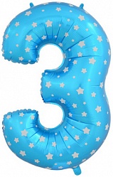 Шар (40''/102 см) Цифра, 3, Синий, 1 шт. Шар (40»/102 см) Цифра, 3, Синий, 1 шт.