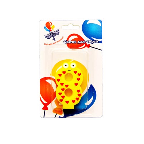 Свеча Цифра 8 Веселые глазки, 1шт Свеча Цифра 8 Веселые глазки, 1шт