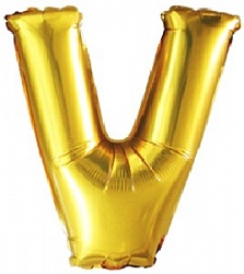 Шар (40''/102 см) Буква, V, Золото, 1 шт. Шар (40»/102 см) Буква, V, Золото, 1 шт.