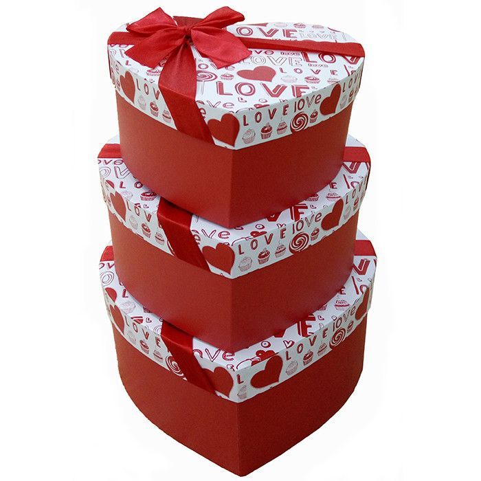 Набор коробок 3 в 1 "С любовью. Love" Красный с бантом / сердце 22*20,5*11 / 27*24,5*13 / 31*28,5*15 Набор коробок 3 в 1 «С любовью. Love» Красный с бантом / сердце 22*20,5*11 / 27*24,5*13 / 31*28,5*15