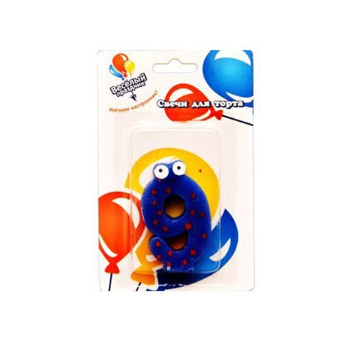 Свеча Цифра 9 Веселые глазки, 1шт Свеча Цифра 9 Веселые глазки, 1шт