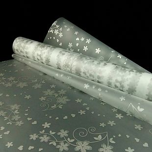 Пленка упаковочная матовая прозрачная с рисунком "Цветочный узор" серебро, 300 г, 1 шт Пленка упаковочная матовая прозрачная с рисунком «Цветочный узор» серебро, 300 г, 1 шт