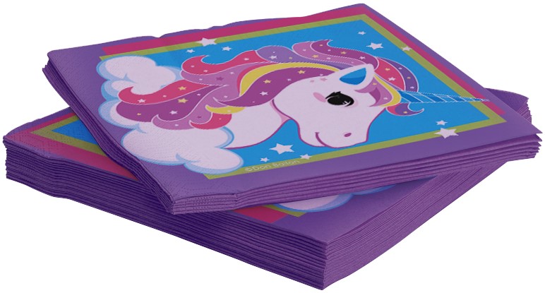 Салфетки, Нежный единорог, Сиреневый, 33*33 см, 20 шт. Салфетки, Нежный единорог, Сиреневый, 33*33 см, 20 шт.