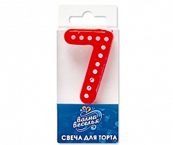 Свеча Красная цифра 7 в белую точку 4,3 см Свеча Красная цифра 7 в белую точку 4,3 см