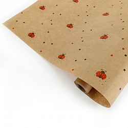 Упаковочная бумага Крафт 40гр (0,72 х 10 м) Божьи коровки, 1шт Упаковочная бумага Крафт 40гр (0,72 х 10 м) Божьи коровки, 1шт