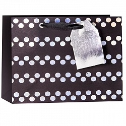 Пакет подарочный, Серебряные точки, Черный, 18*25*8 см, 1 шт. Пакет подарочный, Серебряные точки, Черный, 18*25*8 см, 1 шт.