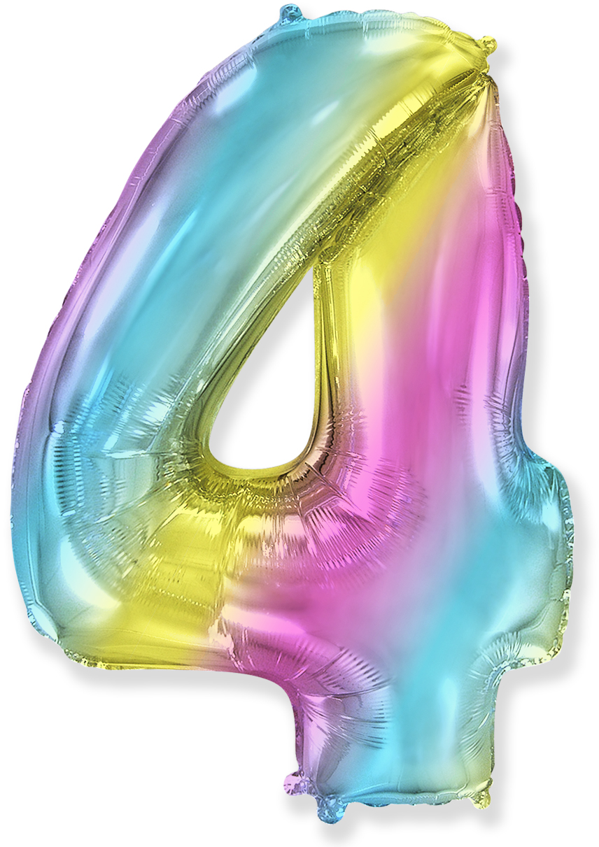 Шар (40''/102 см) Цифра, 4, Диагональная радуга, Градиент, 1 шт. Шар (40»/102 см) Цифра, 4, Диагональная радуга, Градиент, 1 шт.
