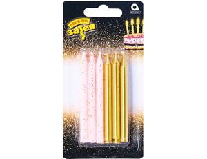 Свечи д/торта золот/розов блеск 8см12штA Свечи д/торта золот/розов блеск 8см12штA