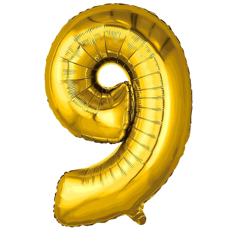 ac10b6469d791ac42278e2e7e2af1080 Шар (40»/102 см) Цифра, 9, Золото, в упаковке 1 шт.