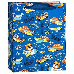 Пакет подарочный, Высший пилотаж (самолетики), Синий, 32*26*13 см, 1 шт. Пакет подарочный, Высший пилотаж (самолетики), Синий, 32*26*13 см, 1 шт.