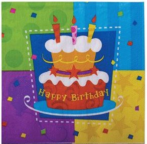 Салфетка Торт Birthday 33см 12шт/G Салфетка Торт Birthday 33см 12шт/G