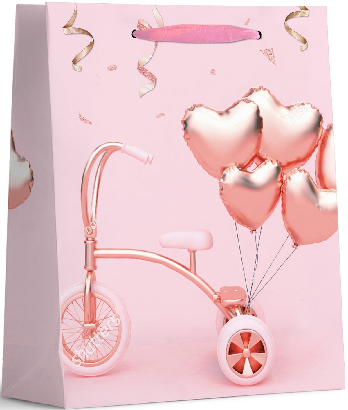 Пакет подарочный, Воздушные сердца, Розовый, 32*26*10 см, 1 шт. Пакет подарочный, Воздушные сердца, Розовый, 32*26*10 см, 1 шт.