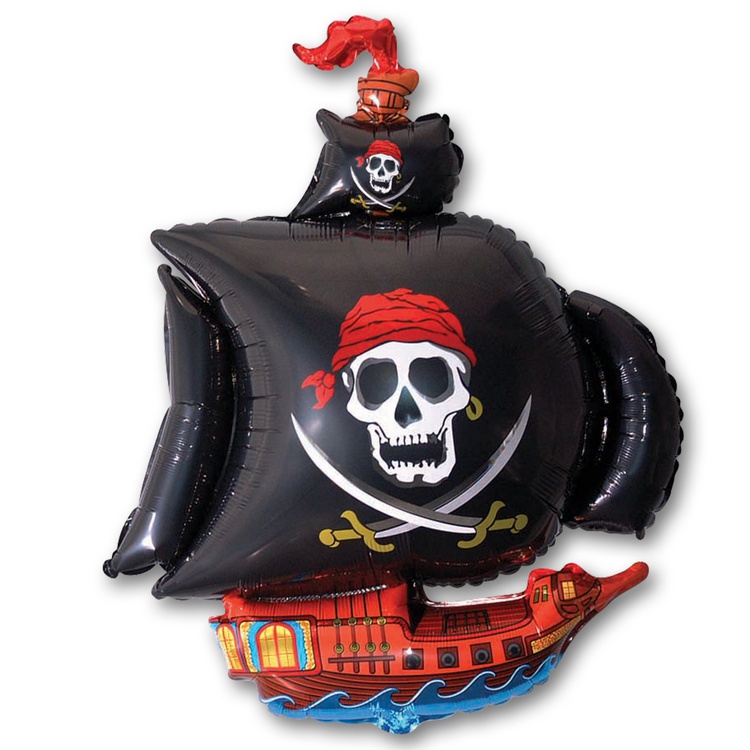 e4296250de36034a0b0ed42d883ef684 Шар (15»/38 см) Мини-фигура, Пиратский корабль, Черный, 1 шт.