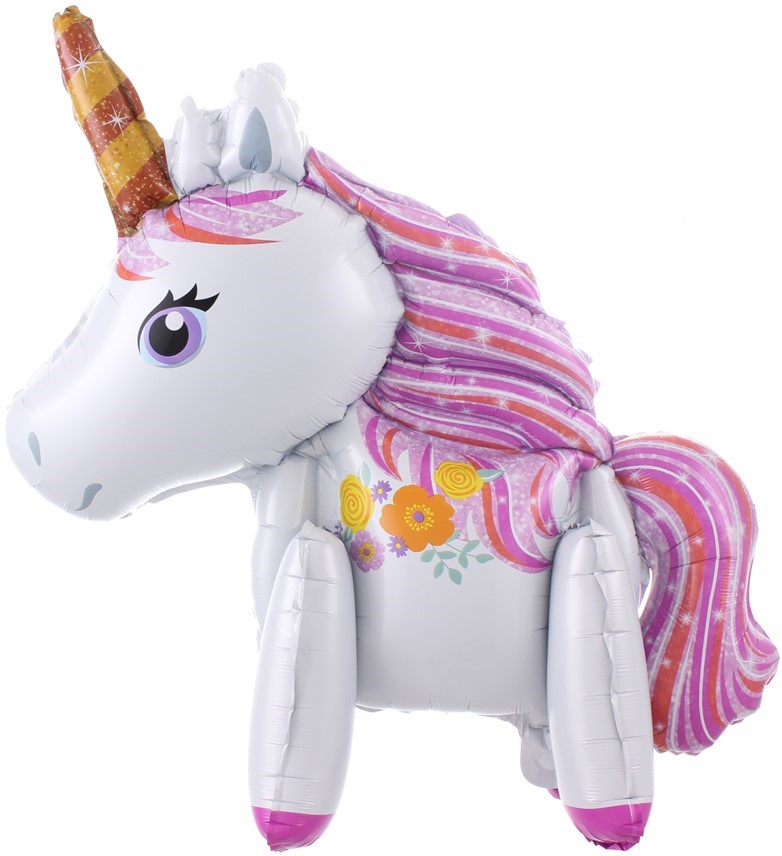 Шар (29''/74 см) Ходячая Фигура, Цветочный единорог, Розовый, 1 шт. Шар (29»/74 см) Ходячая Фигура, Цветочный единорог, Розовый, 1 шт.