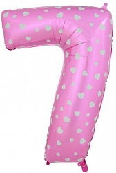 Шар (40''/102 см) Цифра, 7, Розовый, 1 шт. Шар (40»/102 см) Цифра, 7, Розовый, 1 шт.