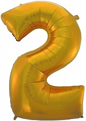 Шар (40''/102 см) Цифра, 2, Золото, 1 шт. Шар (40»/102 см) Цифра, 2, Золото, 1 шт.
