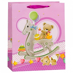 Пакет подарочный Лошадка качалка, Пурпурный, 26*32*12 см Пакет подарочный Лошадка качалка, Пурпурный, 26*32*12 см