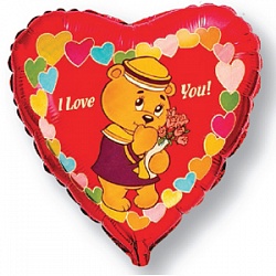 Шар (18''/46 см) Сердце, Влюбленный мишка-моряк, Красный, 1 шт. Шар (18»/46 см) Сердце, Влюбленный мишка-моряк, Красный, 1 шт.