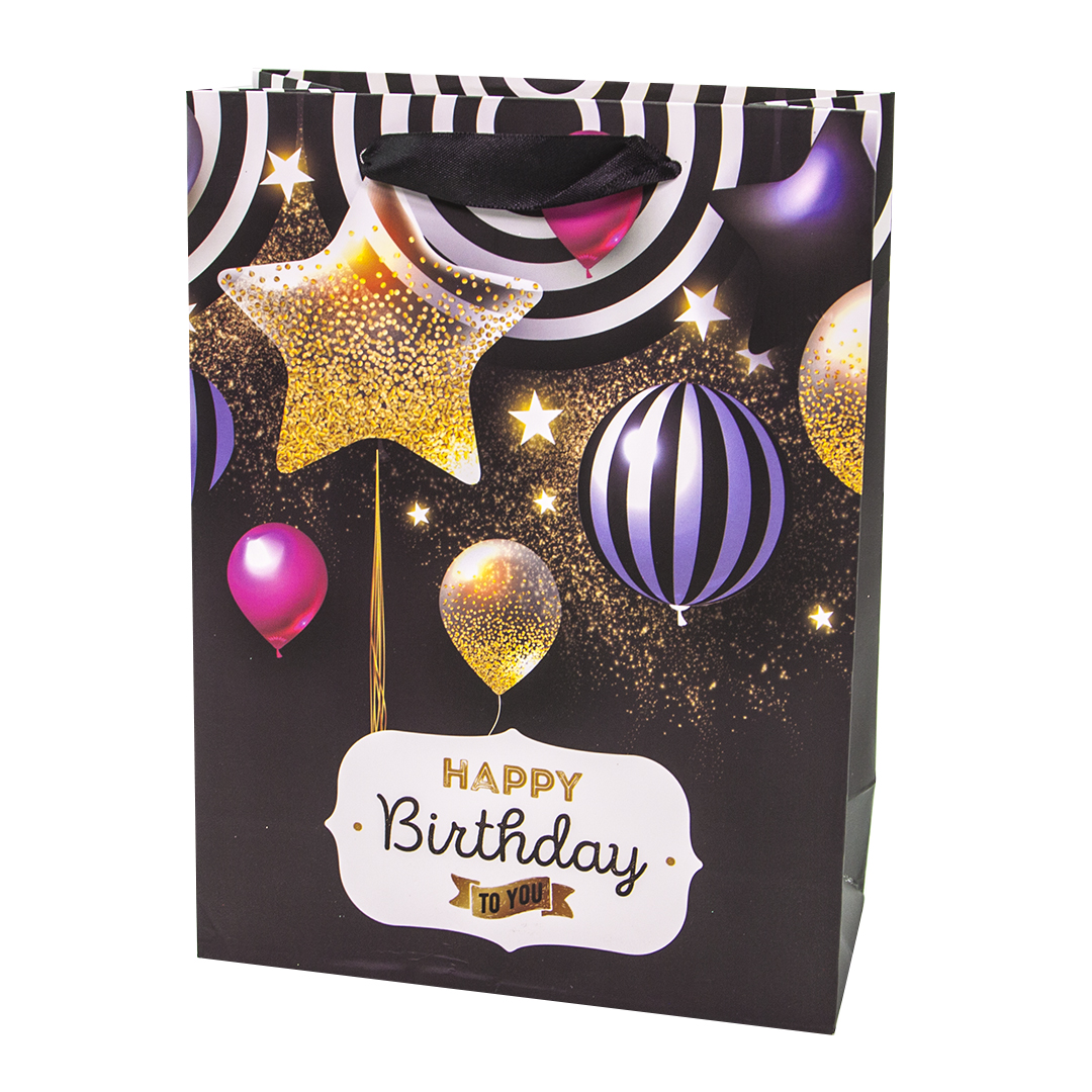 Пакет подарочный, С Днем Рождения! (стильный праздник), Черный, 40*31*12 см, 1 шт. Пакет подарочный, С Днем Рождения! (стильный праздник), Черный, 40*31*12 см, 1 шт.