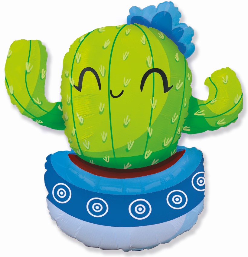 Шар (36''/91 см) Фигура, Счастливый кактус, Голубой, 1 шт. Шар (36»/91 см) Фигура, Счастливый кактус, Голубой, 1 шт.