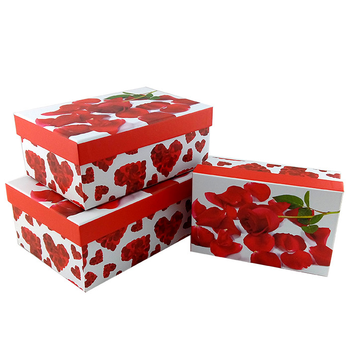 Набор коробок 3 в 1 "С любовью. Лепестки роз" / прямоугольник 18*12*7 / 21*14*8.5 / 23*16*9.5 см Набор коробок 3 в 1 «С любовью. Лепестки роз» / прямоугольник 18*12*7 / 21*14*8.5 / 23*16*9.5 см