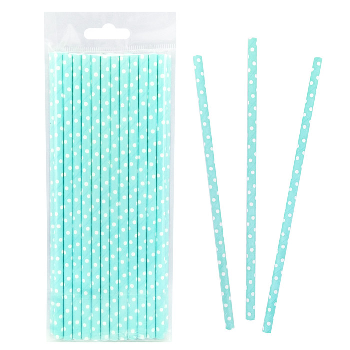 Трубочки для коктейля бумажные одноразовые "Горох" Белый на мятном / набор 25 шт. / Трубочки для коктейля бумажные одноразовые «Горох» Белый на мятном / набор 25 шт. /