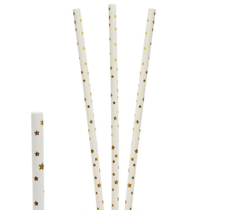 Трубочки для коктейля бумажные одноразовые "Звезды Золотые" / набор 25 шт. / Трубочки для коктейля бумажные одноразовые «Звезды Золотые» / набор 25 шт. /