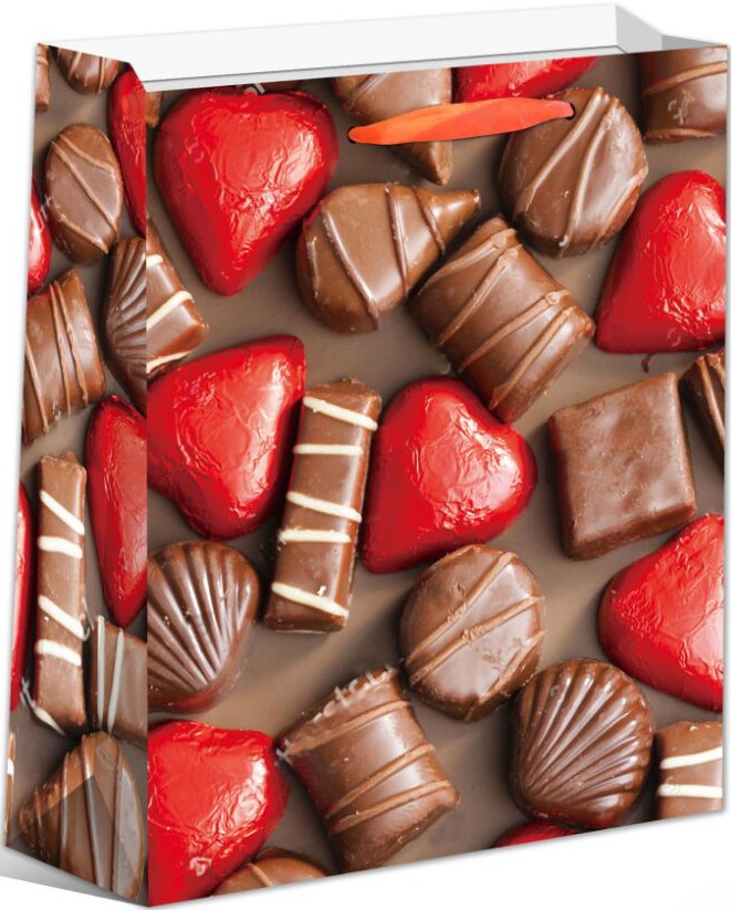 Пакет подарочный, Сердца в шоколаде, 24*18*9 см, 1 шт. Пакет подарочный, Сердца в шоколаде, 24*18*9 см, 1 шт.