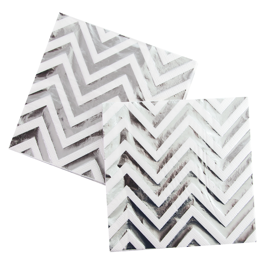 Салфетки, Зигзаги, Серебро, Металлик, 33*33 см, 12 шт. Салфетки, Зигзаги, Серебро, Металлик, 33*33 см, 12 шт.