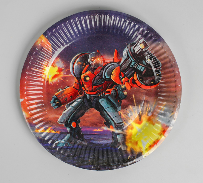 Тарелка бумажная «Робот», (в наборе 10 шт)18 см, 1 шт Тарелка бумажная «Робот», (в наборе 10 шт)18 см, 1 шт