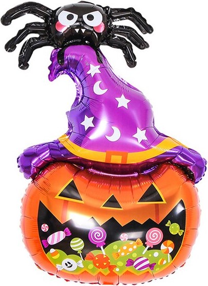 Шар (25''/64 см) Фигура, Паук и Волшебная тыква, 1 шт. Шар (25»/64 см) Фигура, Паук и Волшебная тыква, 1 шт.