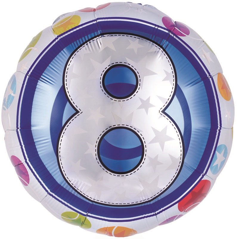 Воздушный шар (18''/46 см) Круг, Цифра 8 Красочная, 1 шт. Воздушный шар (18»/46 см) Круг, Цифра 8 Красочная, 1 шт.